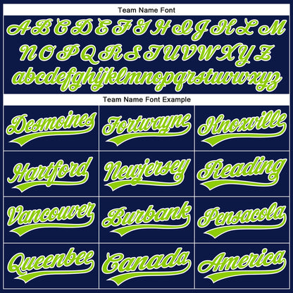 Custom Navy White Pinstripe Neon Green Authentic Baseball Jersey - Sky-Custom