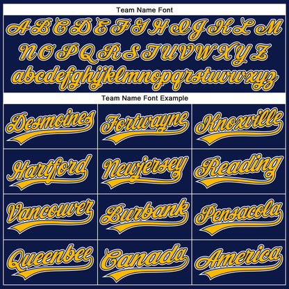 Custom Navy White Pinstripe Gold Authentic Baseball Jersey - Sky-Custom