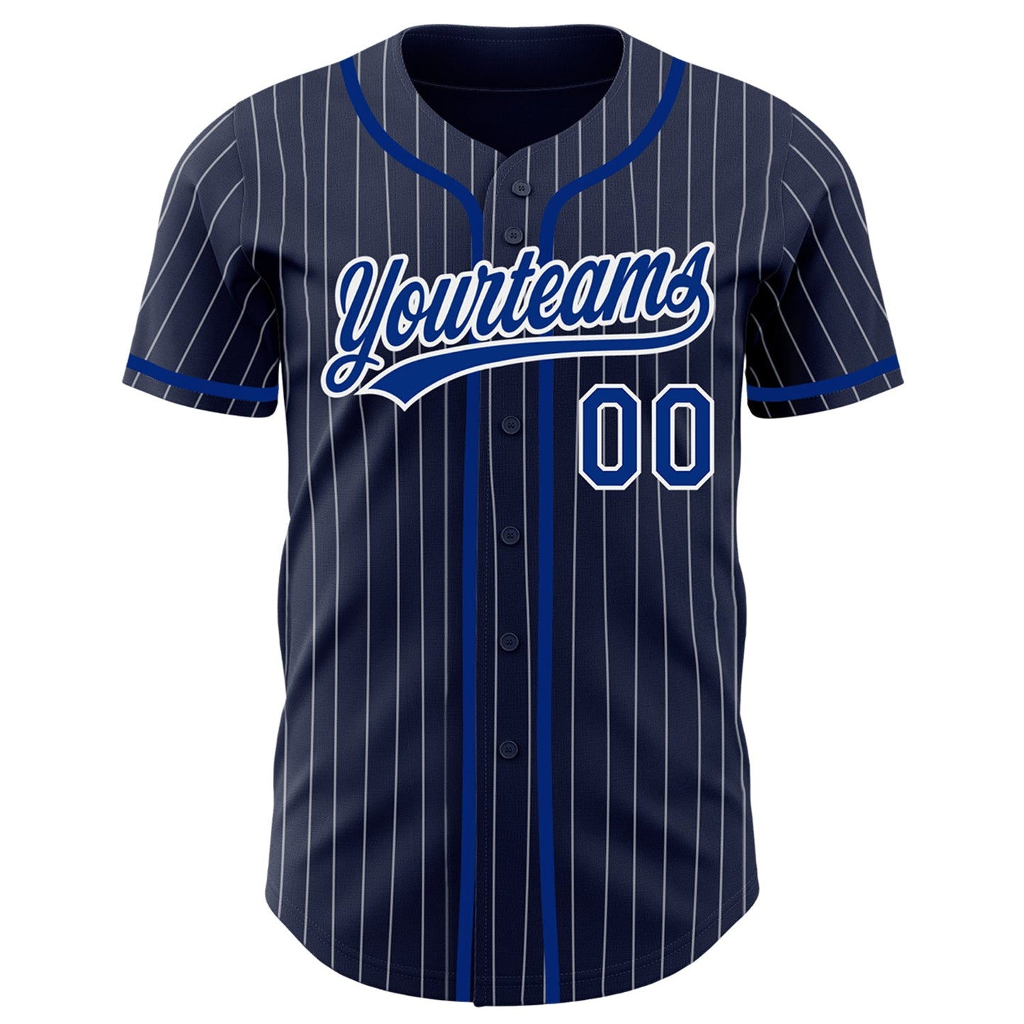 Custom Navy White Pinstripe Royal Authentic Baseball Jersey - Sky-Custom