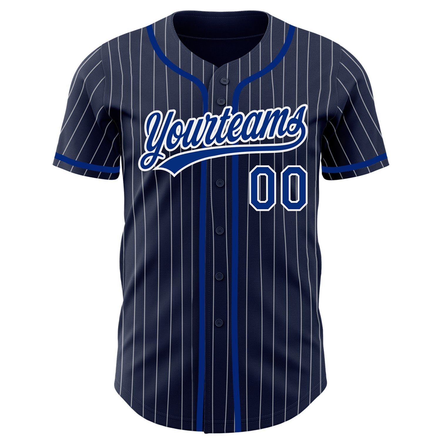 Custom Navy White Pinstripe Royal Authentic Baseball Jersey - Sky-Custom