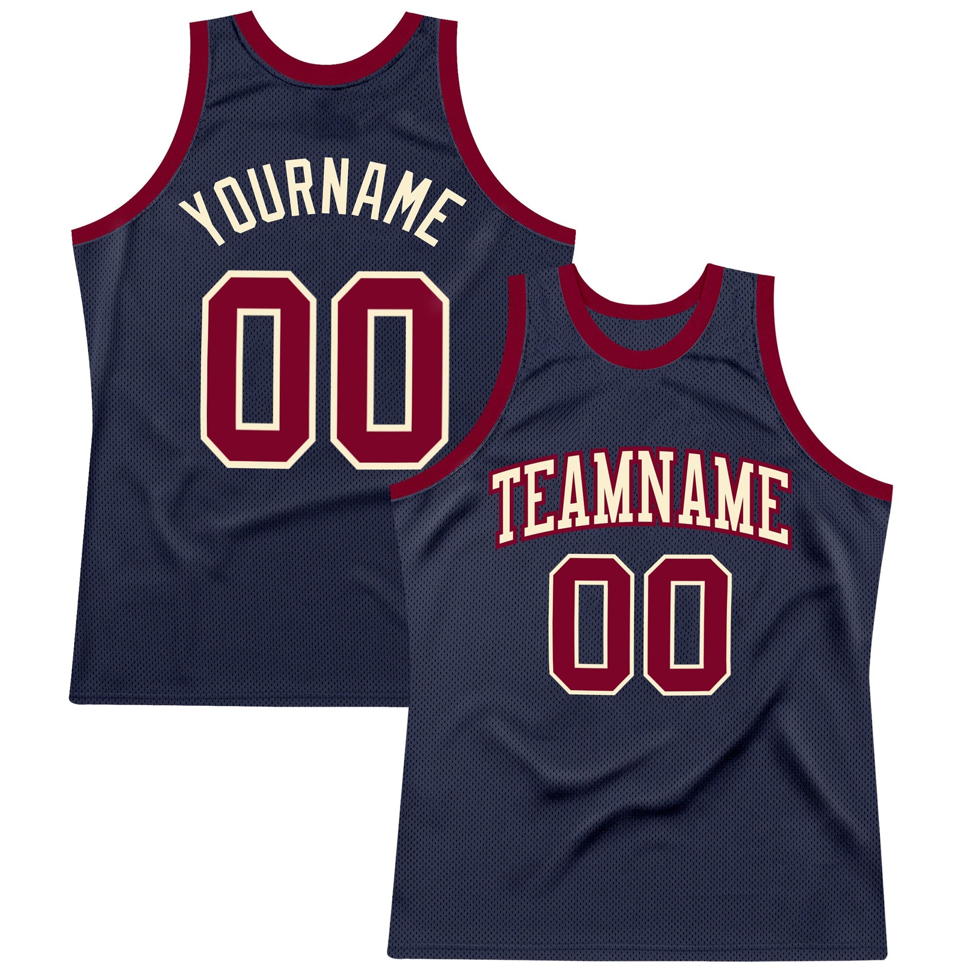 Custom Navy Maroon-Cream Authentic Throwback Basketball Jersey - Sky-Custom