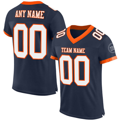 Custom Navy White-Orange Mesh Authentic Football Jersey - Sky-Custom