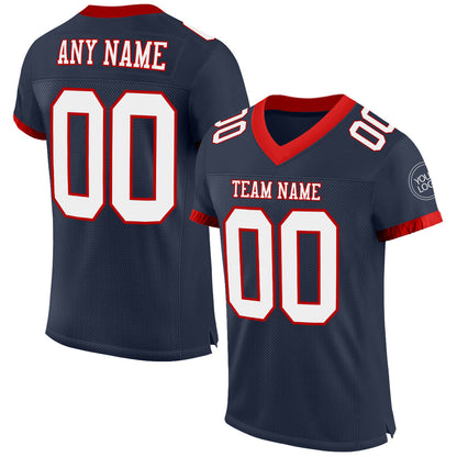 Custom Navy White-Red Mesh Authentic Football Jersey - Sky-Custom