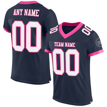 Custom Navy White-Pink Mesh Authentic Football Jersey - Sky-Custom