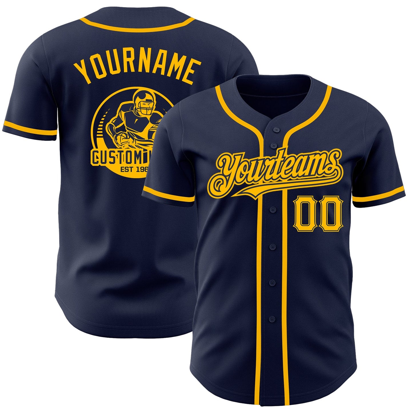 Custom Navy Gold Authentic Baseball Jersey - Sky-Custom