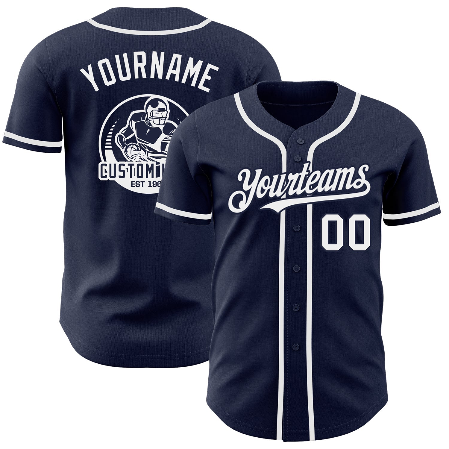 Custom Navy White Authentic Baseball Jersey - Sky-Custom