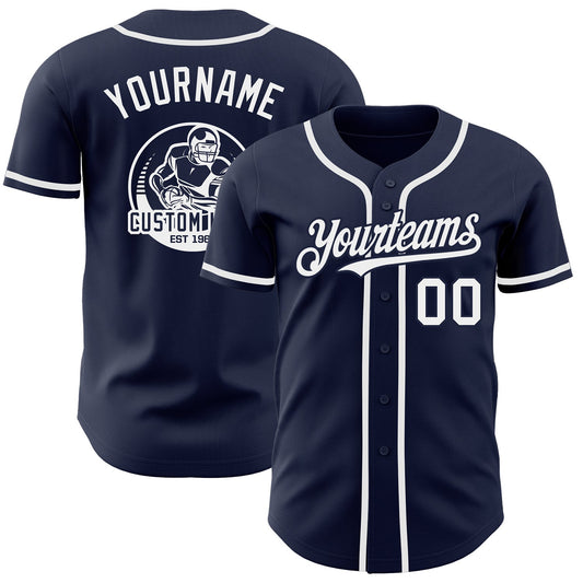 Custom Navy White Authentic Baseball Jersey - Sky-Custom