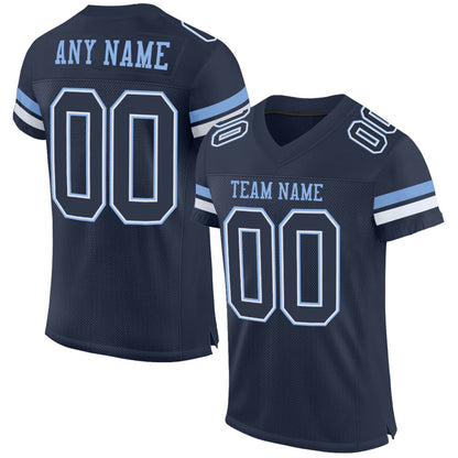 Custom Navy White-Light Blue Mesh Authentic Football Jersey - Sky-Custom