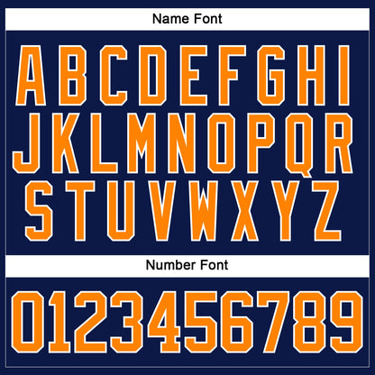 Custom Navy Bay Orange-White Hockey Lace Neck Jersey - Sky-Custom