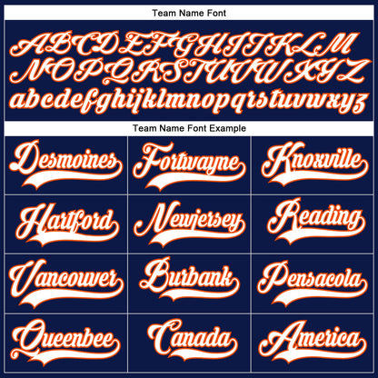 Custom Navy White-Orange Hockey Lace Neck Jersey - Sky-Custom