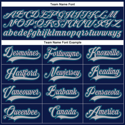 Custom Navy Gray-Teal Hockey Lace Neck Jersey - Sky-Custom