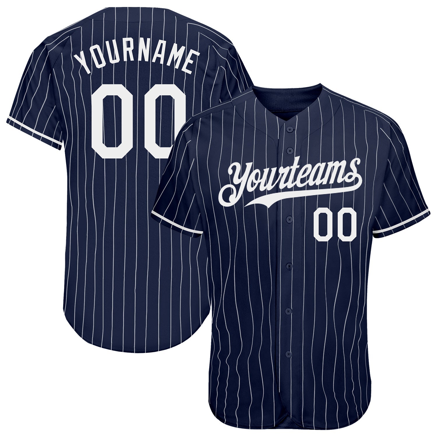 Custom Navy White Pinstripe Authentic Baseball Jersey - Sky-Custom
