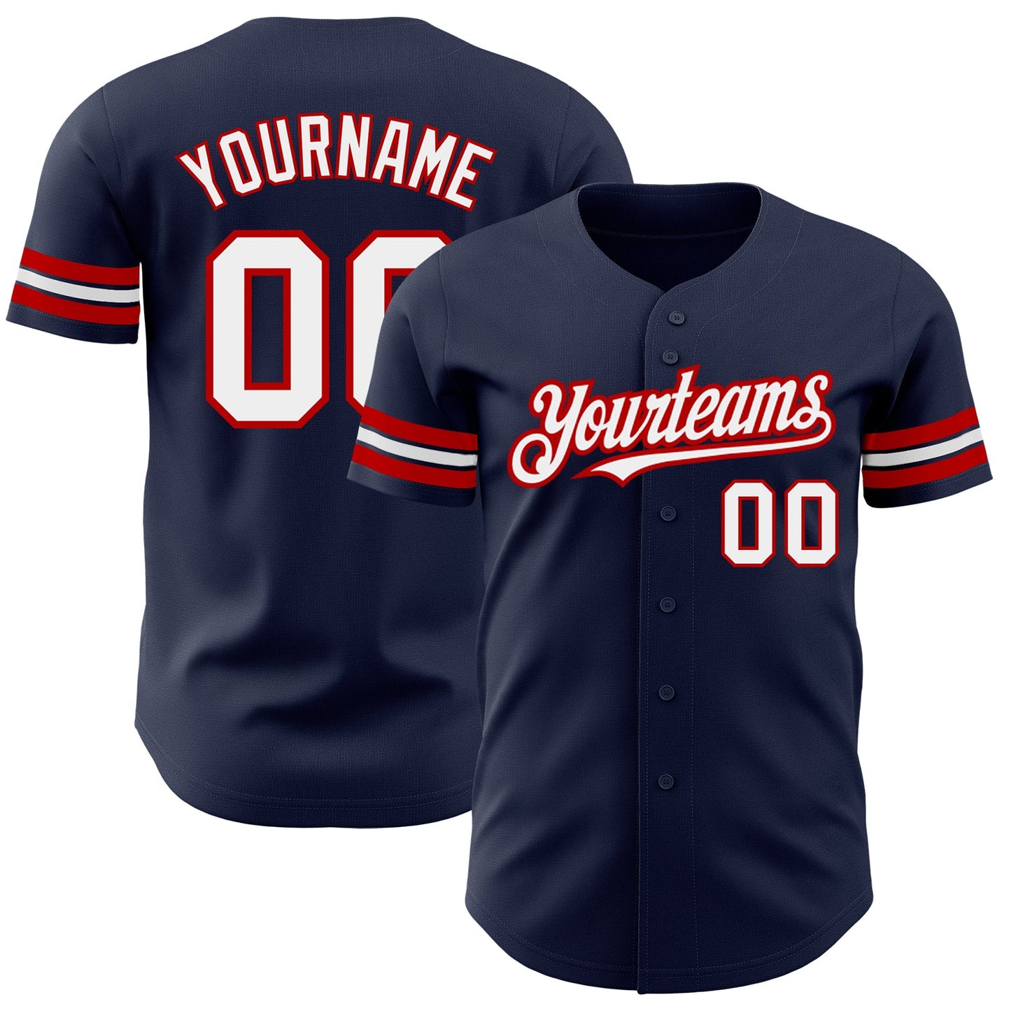Custom Navy White-Red Authentic Baseball Jersey - Sky-Custom