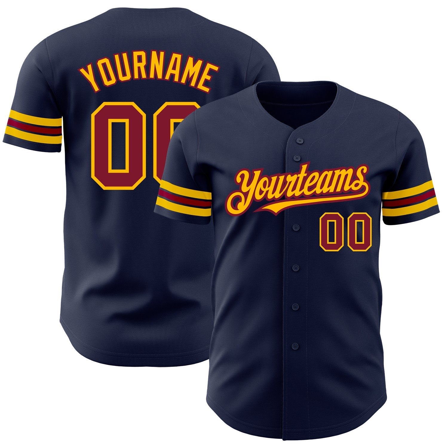 Custom Navy Crimson-Gold Authentic Baseball Jersey - Sky-Custom