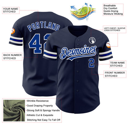 Custom Navy Royal-White Authentic Baseball Jersey - Sky-Custom