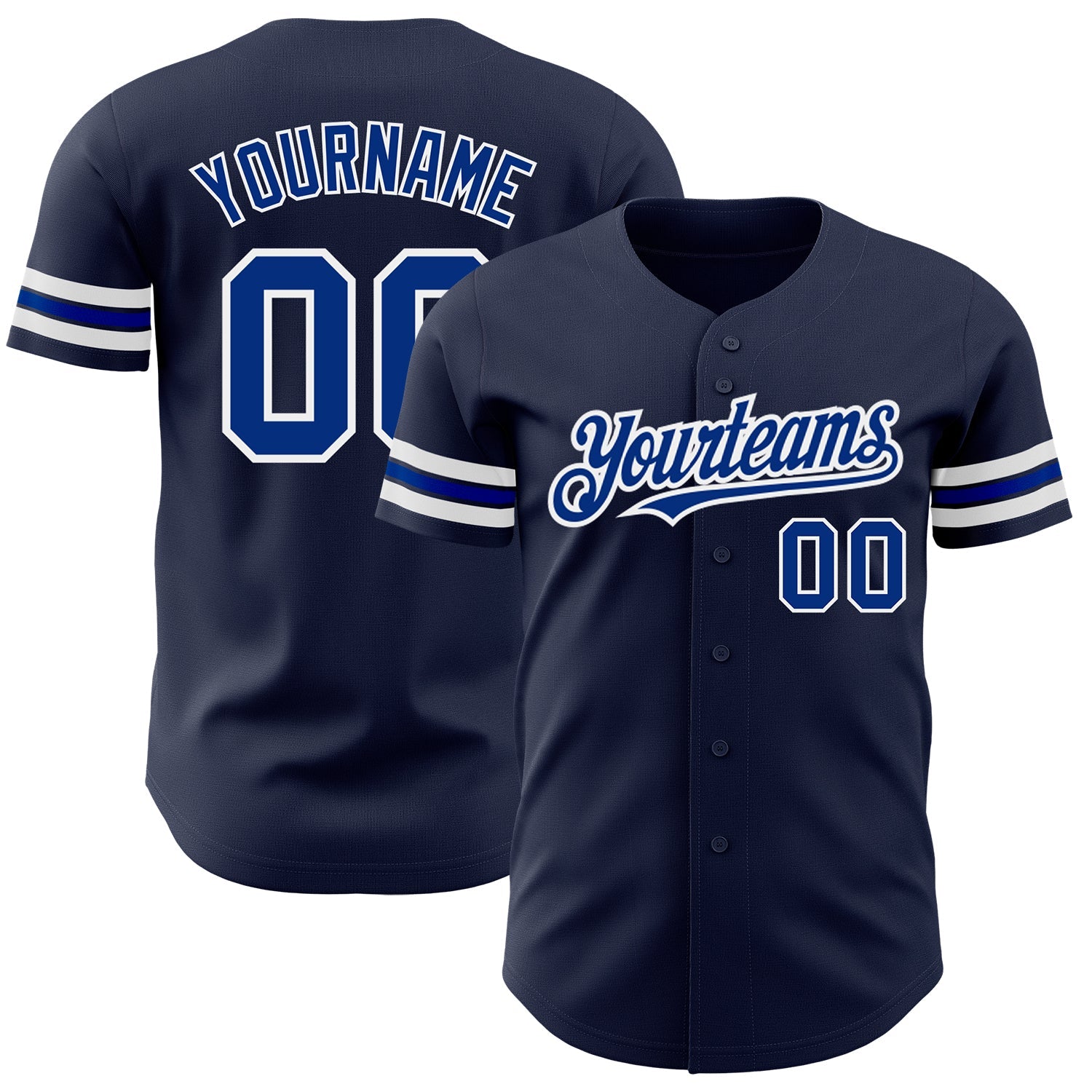 Custom Navy Royal-White Authentic Baseball Jersey - Sky-Custom