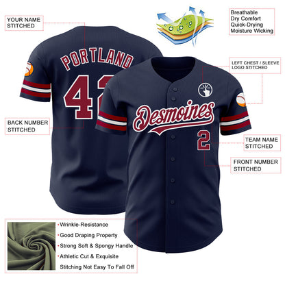 Custom Navy Crimson-White Authentic Baseball Jersey - Sky-Custom