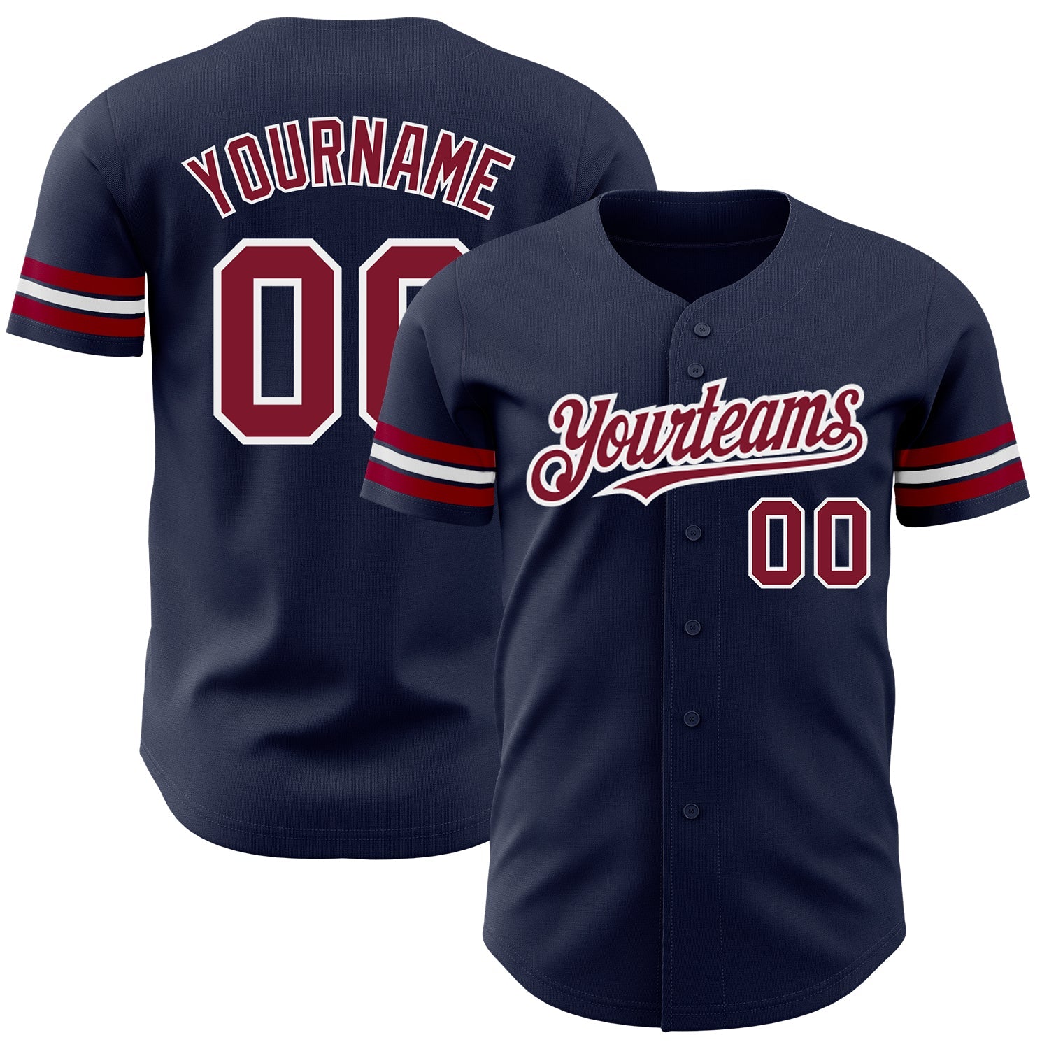 Custom Navy Crimson-White Authentic Baseball Jersey - Sky-Custom
