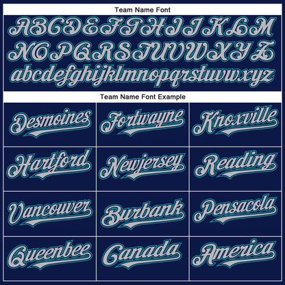 Custom Navy Gray-Teal Authentic Baseball Jersey - Sky-Custom