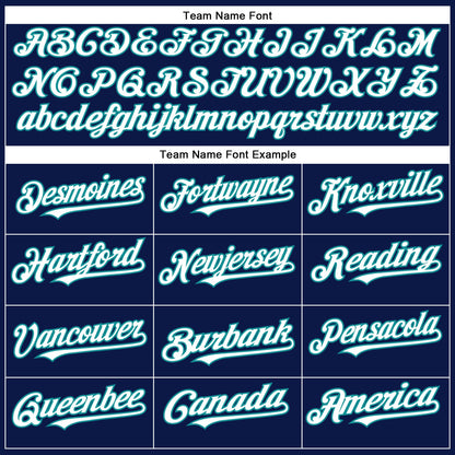 Custom Navy White-Teal Authentic Baseball Jersey - Sky-Custom