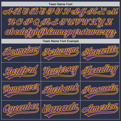 Custom Navy Purple-Gold Authentic Throwback Baseball Jersey - Sky-Custom