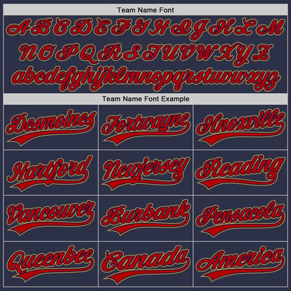 Custom Navy Red-Old Gold Authentic Throwback Baseball Jersey - Sky-Custom