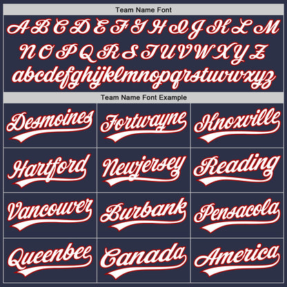 Custom Navy White-Red Authentic Throwback Baseball Jersey - Sky-Custom