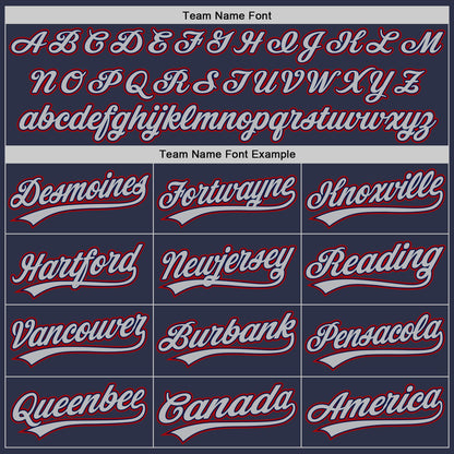 Custom Navy Red-Gray Authentic Throwback Baseball Jersey - Sky-Custom