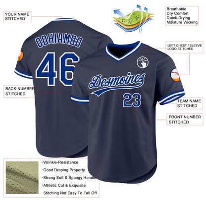 Custom Navy Royal-White Authentic Throwback Baseball Jersey - Sky-Custom