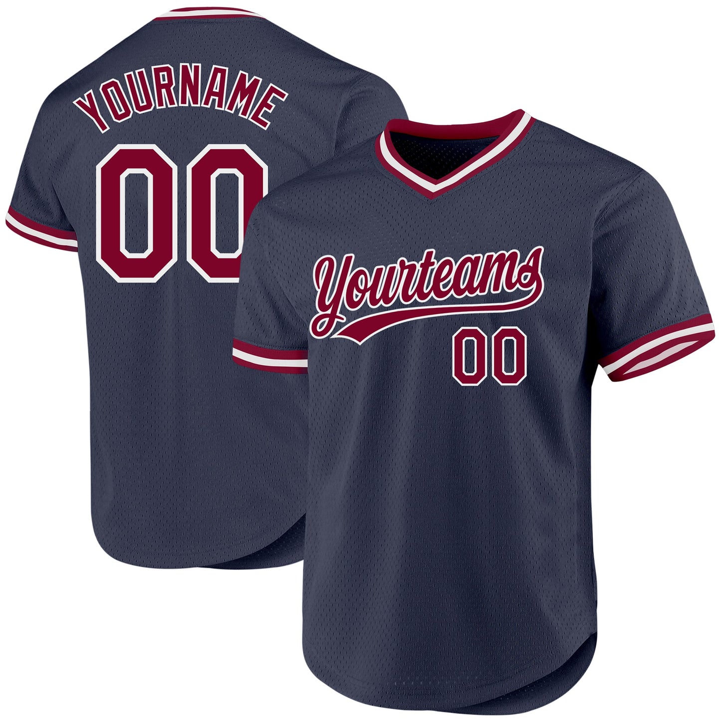 Custom Navy Maroon-White Authentic Throwback Baseball Jersey - Sky-Custom