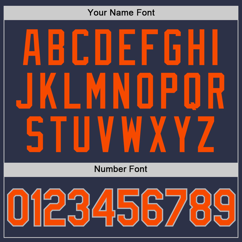 Custom Navy Orange-Gray Authentic Throwback Baseball Jersey - Sky-Custom