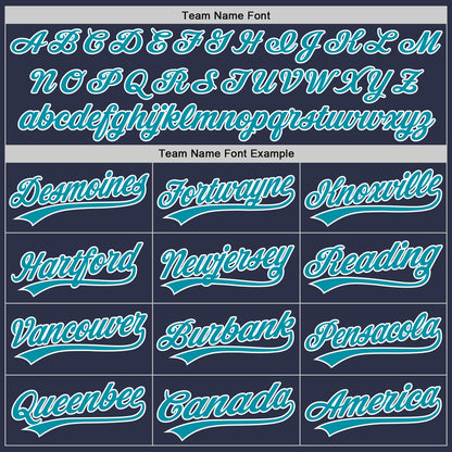 Custom Navy Teal-White Authentic Throwback Baseball Jersey - Sky-Custom