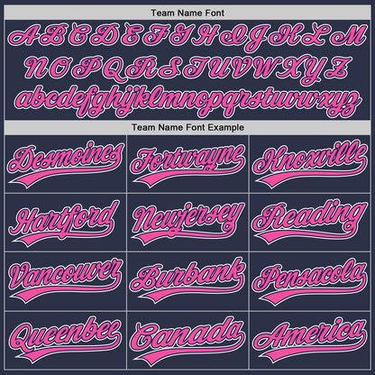 Custom Navy Pink-White Authentic Throwback Baseball Jersey - Sky-Custom