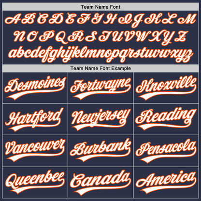 Custom Navy White-Orange Authentic Throwback Baseball Jersey - Sky-Custom