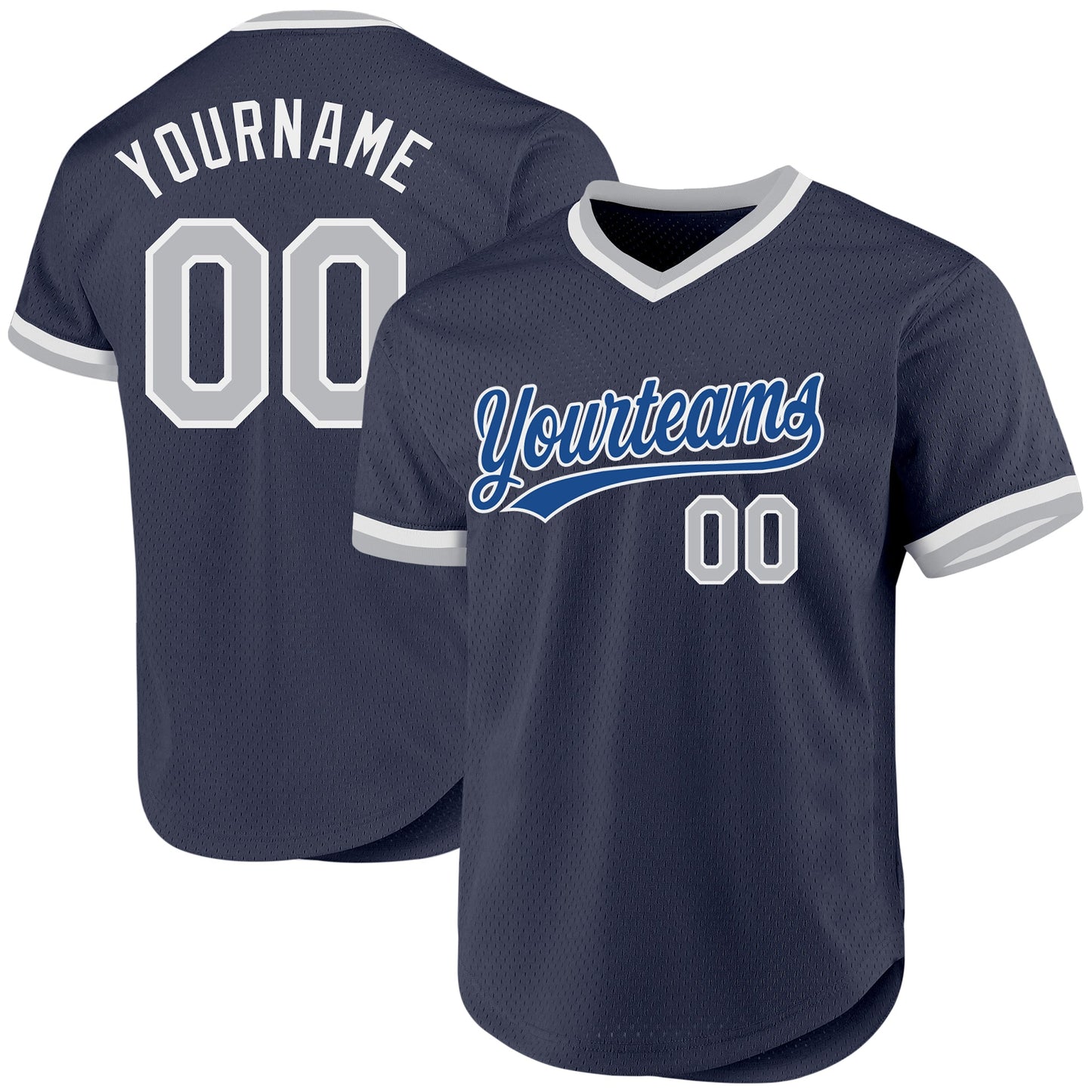 Custom Navy Gray Blue-White Authentic Throwback Baseball Jersey - Sky-Custom
