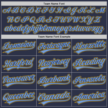 Custom Navy Gold-Light Blue Authentic Throwback Baseball Jersey - Sky-Custom