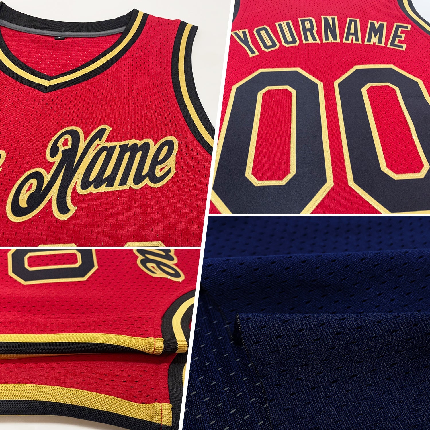 Custom Navy Old Gold-Red Authentic Throwback Basketball Jersey - Sky-Custom