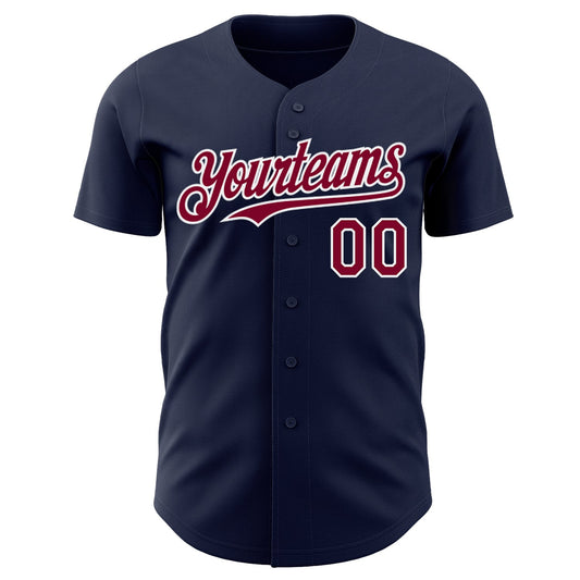 Custom Navy Maroon-White Authentic Baseball Jersey - Sky-Custom