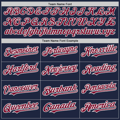 Custom Navy Maroon-White Authentic Baseball Jersey - Sky-Custom