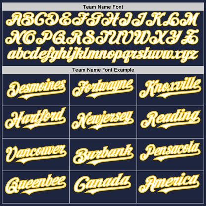 Custom Navy Yellow Pinstripe White Authentic Baseball Jersey - Sky-Custom