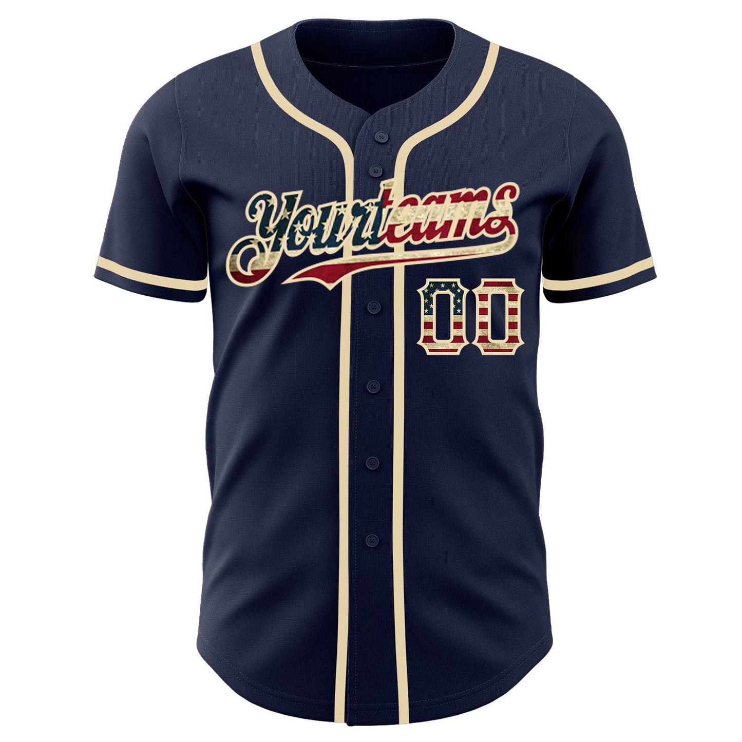 Custom Navy Vintage USA Flag-Cream Authentic Baseball Jersey - Sky-Custom