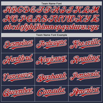 Custom Navy Red-White Mesh Authentic Throwback Baseball Jersey - Sky-Custom