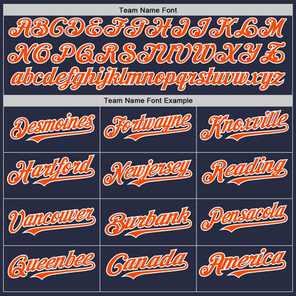 Custom Navy Orange-White Mesh Authentic Throwback Baseball Jersey - Sky-Custom