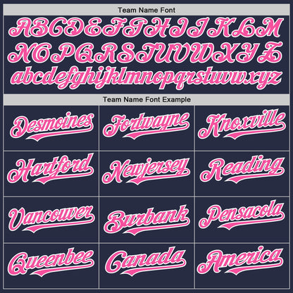 Custom Navy Pink-White Mesh Authentic Throwback Baseball Jersey - Sky-Custom