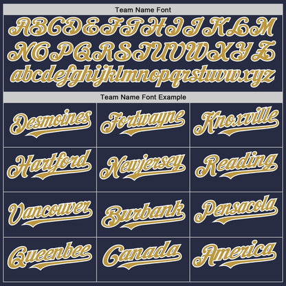 Custom Navy Old Gold-White Mesh Authentic Throwback Baseball Jersey - Sky-Custom