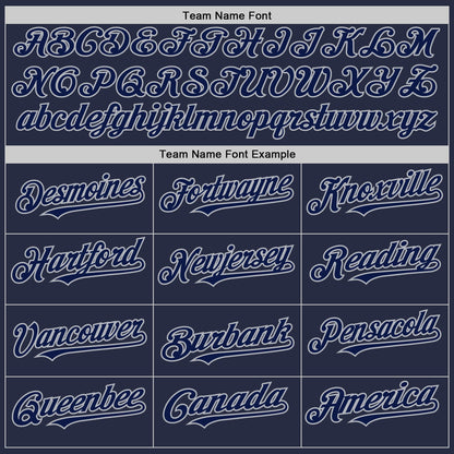 Custom Navy Gray Mesh Authentic Throwback Baseball Jersey - Sky-Custom