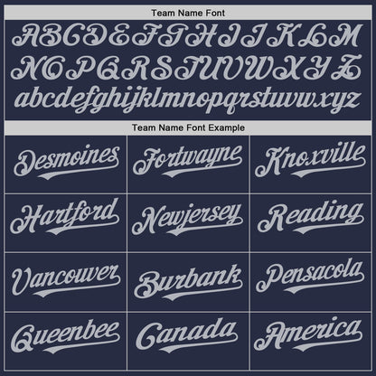 Custom Navy Gray Mesh Authentic Throwback Baseball Jersey - Sky-Custom