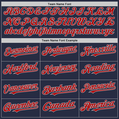 Custom Navy Red-Gray Mesh Authentic Throwback Baseball Jersey - Sky-Custom