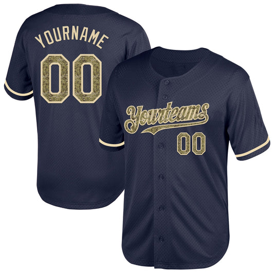 Custom Navy Camo-Cream Mesh Authentic Throwback Baseball Jersey - Sky-Custom