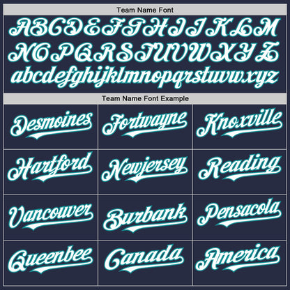 Custom Navy White-Teal Mesh Authentic Throwback Baseball Jersey - Sky-Custom